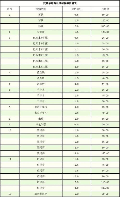 绿植租摆价格 绿植租摆价格明细表