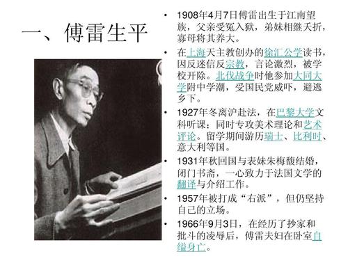 傅雷介绍 傅雷介绍PPT免费