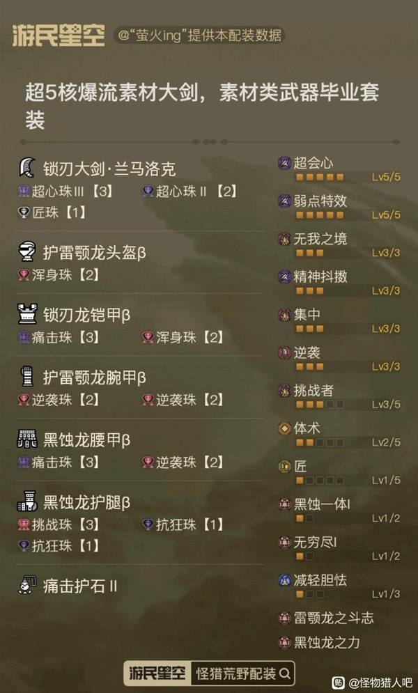 《怪物猎人荒野》超5核爆流大剑配装分享 超5核爆流大剑怎么配装